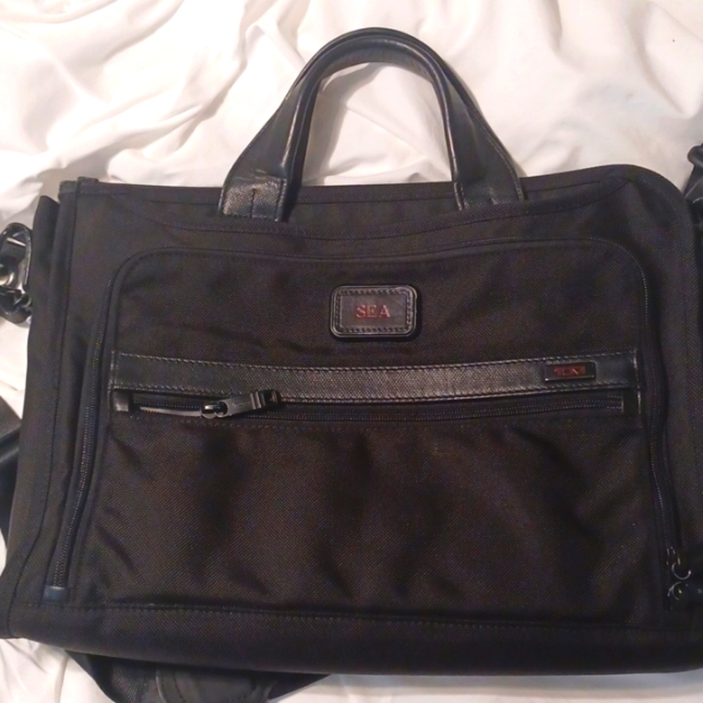 Tumi Black Laptop Briefcase Messenger with Sleek Minimalist Design